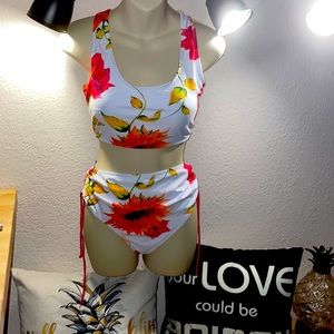 High waist floral bikini